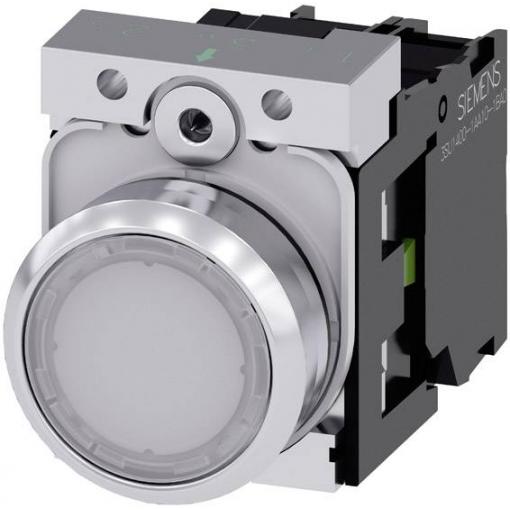 Siemens 3SU11520AB601BA0 3SU1152-0AB60-1BA0 světelné tlačítko kovový přední prstenec, Vysoký lesk , plochý hmatník bílá 1 ks