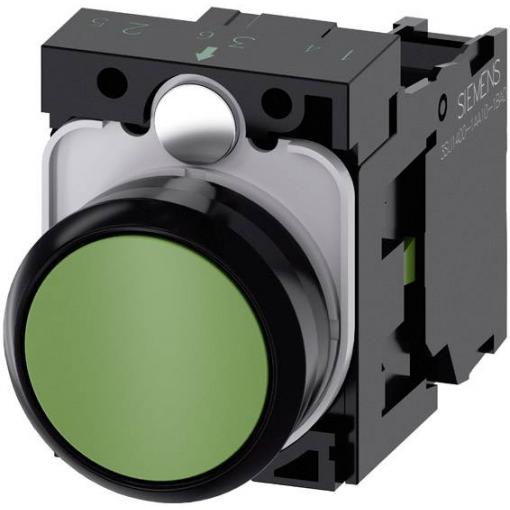Siemens 3SU11000AB401BA0 3SU1100-0AB40-1BA0 tlačítko plastový přední prstenec, plochý hmatník zelená 1 ks