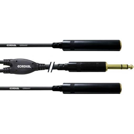 Cordial CFY0.3VKK jack konektory kabelový adaptér [1x jack zástrčka 6,3 mm - 2x jack zásuvka 6,3 mm] 30.00 cm černá