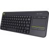 Logitech Wireless K400 Plus bezdrátový klávesnice německá, QWERTZ černá integrovaný touchpad, tlačítka myši