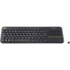 Logitech Wireless K400 Plus bezdrátový klávesnice německá, QWERTZ černá integrovaný touchpad, tlačítka myši