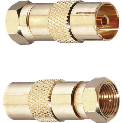 Oehlbach 4402 F adaptér na koaxiální kabel Pozlacený Připojení kabelu: F zástrčka, IEC zásuvka na koaxiální kabel 2 ks