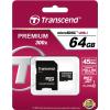 Transcend Premium paměťová karta microSDXC 64 GB Class 10, UHS-I vč. SD adaptéru