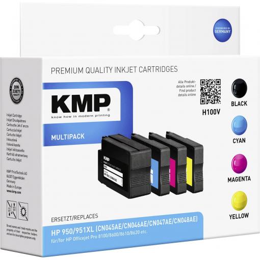 KMP Ink náhradní HP 950XL, 951XL, C2P43AE, CN045AE, CN046AE, CN047AE, CN048AE kompatibilní kombinované balení černá, azurová, purppurová, žlutá H100V 1722,4050