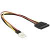 Delock napájecí kabel [1x proudová SATA zástrčka 15pólová - 1x floppy zástrčka 4pólová] 0.24 m černá, červená, žlutá