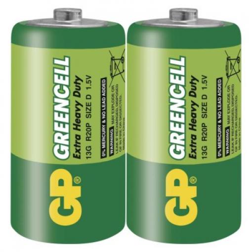 Baterie GP Greencell R20 (D), 1,5 V, balení 20 ks