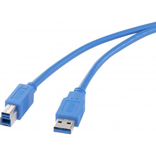 Renkforce USB kabel USB 3.2 Gen1 USB-A zástrčka, USB-B zástrčka 0.50 m modrá pozlacené kontakty RF-4260498