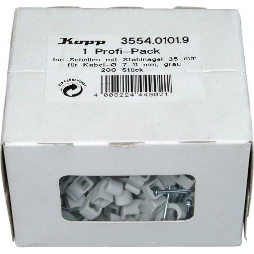 Kopp 355401019 hřebíkové příchytky 355401019 Průměr kabelového svazku (rozsah) 7 do 11 mm šedá 200 ks