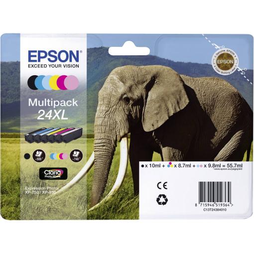 Epson Ink T2438, 24XL originál kombinované balení černá, azurová, purppurová, žlutá, foto azurová, foto purpurová C13T24384011