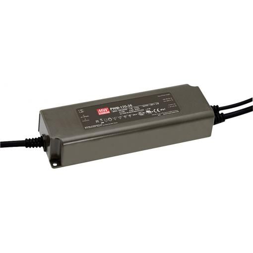 MEAN WELL PWM-120-24 LED driver, napájecí zdroj pro LED konstantní napětí, konstantní proud 120 W 5 A 24 V/DC stmívatelný, PFC spínací obvod , ochrana proti