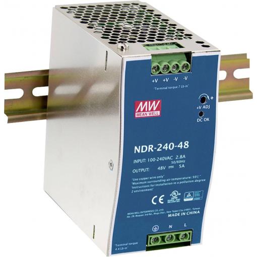 MEAN WELL NDR-240-48 síťový zdroj na DIN lištu 48 V 5 A 240 W Počet výstupů:1 x Obsah 1 ks
