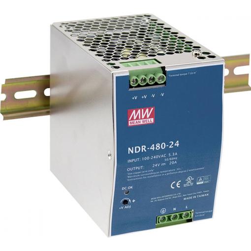 MEAN WELL NDR-480-24 síťový zdroj na DIN lištu 24 V 20 A 480 W Počet výstupů:1 x Obsah 1 ks