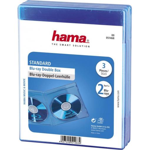 Hama pouzdro na disky Blu-ray 00051468 2 CD/DVD/Blu-ray modrá polypropylen 3 ks
