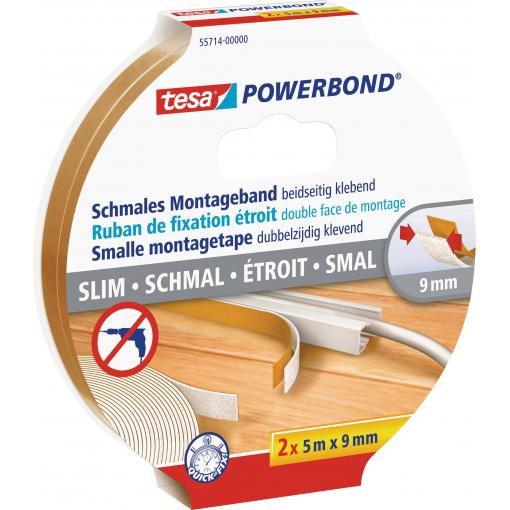 tesa SLIM 55714-00000-00 montážní páska tesa® POWERBOND bílá (d x š) 5 m x 9 mm 2 ks