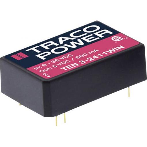 TracoPower TEN 3-2412WIN DC/DC měnič napětí do DPS 24 V/DC 12 V/DC 250 mA 3 W Počet výstupů: 1 x Obsah 1 ks