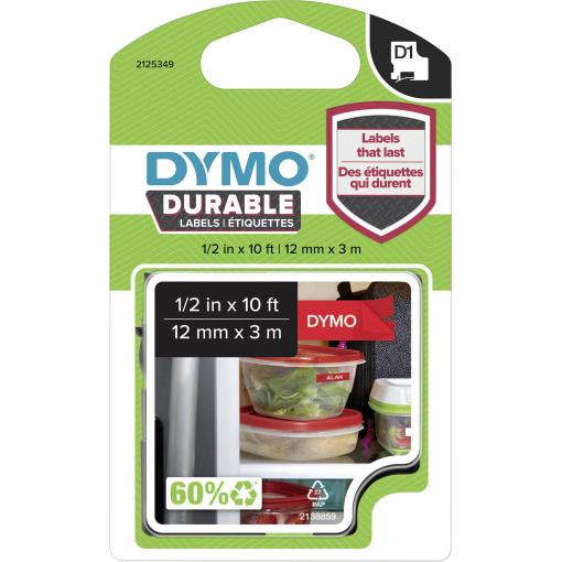 etikety DYMO D1 1978366 vinyl Barva pásky: červená Barva písma:bílá 12 mm 3 m