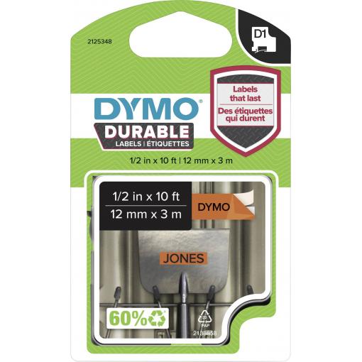etikety DYMO D1 1978367 vinyl Barva pásky: oranžová Barva písma:černá 12 mm 3 m