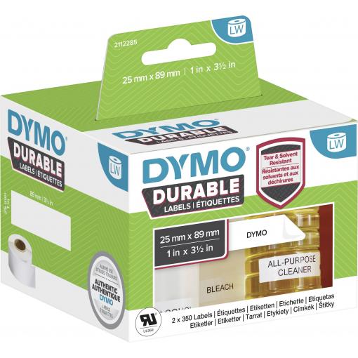 DYMO 2112285 etikety v roli 89 x 25 mm polypropylenová fólie bílá 700 ks trvalé univerzální etikety, Adresní nálepky