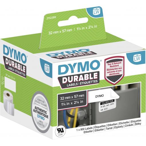 DYMO 2112289 etikety v roli 57 x 32 mm polypropylenová fólie bílá 800 ks trvalé univerzální etikety, Adresní nálepky