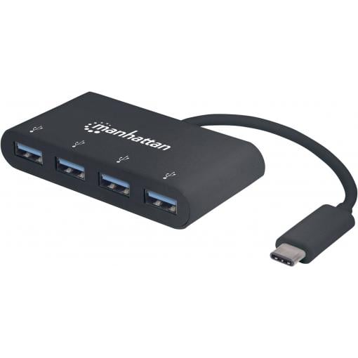 Manhattan 162746 USB Hub 4 porty USB-A USB 3.1 Gen1 5 GBit/s s konektorem USB C černá Manhattan USB-C Dock/Hub, Ports (x4): USB-A (x4)