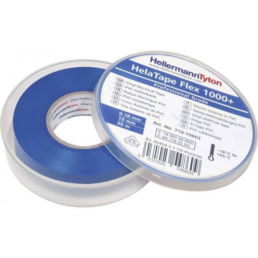 HellermannTyton HelaTape Flex 1000+ 710-10603 izolační páska HelaTape Flex 1000+ modrá (d x š) 20 m x 19 mm 1 ks