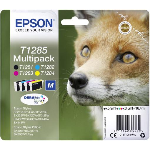 Epson Ink T1285 originál kombinované balení černá, azurová, purppurová, žlutá C13T12854012
