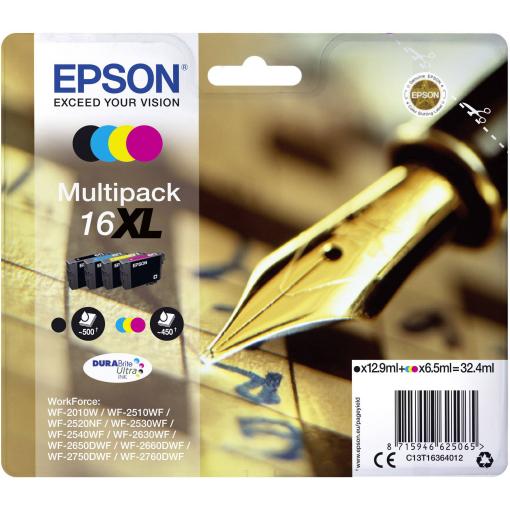 Epson Ink T1636, 16XL originál kombinované balení černá, azurová, purppurová, žlutá C13T16364012