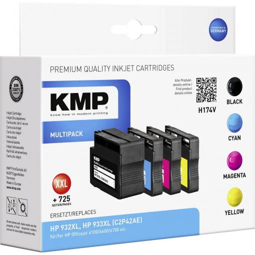 KMP Ink náhradní HP 932XL, 933XL, CN053AE, CN054AE, CN055AE, CN056AE kompatibilní kombinované balení černá, azurová, purppurová, žlutá H174V 1725,4005