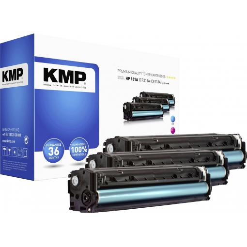 KMP Toner náhradní HP 131A, CF211A, CF212A, CF213A kompatibilní kombinované balení azurová, purppurová, žlutá 1800 Seiten H-T171CMY 1236,0030