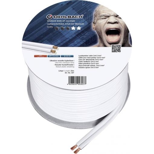 Oehlbach 307 reproduktorový kabel 2 x 4 mm² bílá 20 m