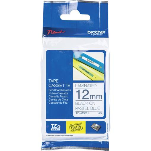 etikety Brother TZe, TZ TZe-MQ531 plast Barva pásky: pastelová modrá Barva písma:černá 12 mm 4 m
