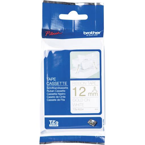 etikety Brother TZe, TZ TZe-R234 Barva pásky: bílá Barva písma:zlatá 12 mm 4 m