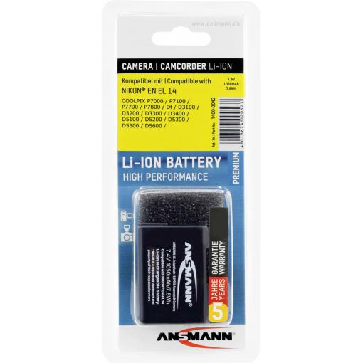 Ansmann EN-EL14 akumulátor do kamery Náhrada za orig. akumulátor EN-EL14 7.4 V 1050 mAh