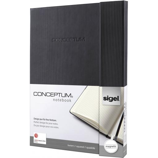 Sigel CONCEPTUM® CO151 poznámková kniha čtverečkovaný černá Počet listů: 97 A4