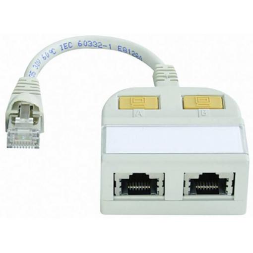 Telegärtner RJ45 síťový, ISDN Y adaptér [1x RJ45 zástrčka - 2x RJ45 zásuvka] 15.00 cm šedobílá (RAL 7035)