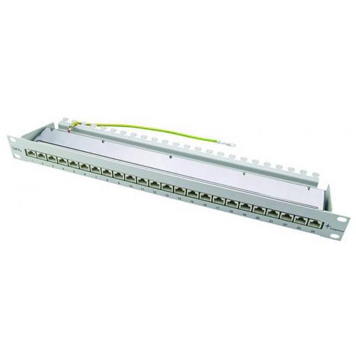 Telegärtner 100007017 24 portů síťový patch panel 483 mm (19) CAT 6A 1 U šedobílá (RAL 7035) osazený