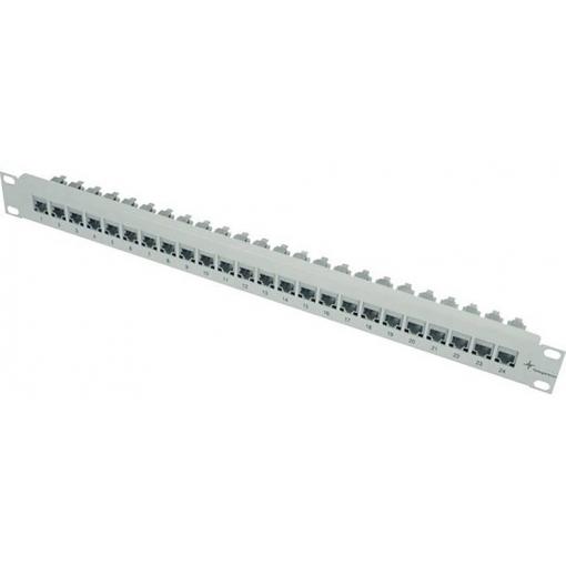 Telegärtner 100007007 24 portů síťový patch panel 483 mm (19) CAT 6A 1 U šedobílá (RAL 7035) osazený