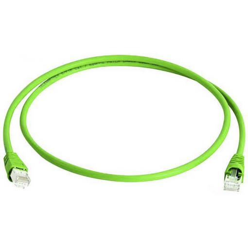 Telegärtner 100008982 RJ45 síťové kabely, propojovací kabely CAT 6A S/FTP 10.00 m zelená samozhášecí, s ochranou, párové stínění, dvoužilový stíněný, bez