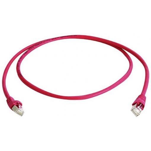 Telegärtner 100008030 RJ45 síťové kabely, propojovací kabely CAT 6A S/FTP 0.25 m červená samozhášecí, s ochranou, párové stínění, dvoužilový stíněný, bez