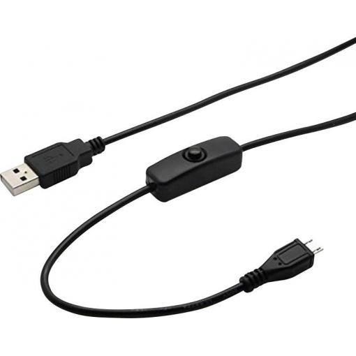 Joy-it USB kabel USB 2.0 USB-A zástrčka, USB Micro-B zástrčka 1.50 m černá vč. spínače ZAP/VYP K-1470