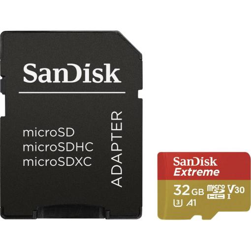 SanDisk Extreme® Action Cam paměťová karta microSDHC 32 GB Class 10, UHS-I, UHS-Class 3, v30 Video Speed Class vč. SD adaptéru, výkonnostní standard A1