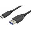Digitus USB kabel USB 3.2 Gen1 USB-A zástrčka, USB-C ® zástrčka 1.00 m černá kulatý, oboustranně zapojitelná zástrčka, dvoužilový stíněný AK-300136-010-S
