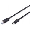 Digitus USB kabel USB 3.2 Gen1 USB-A zástrčka, USB-C ® zástrčka 1.00 m černá kulatý, oboustranně zapojitelná zástrčka, dvoužilový stíněný AK-300136-010-S