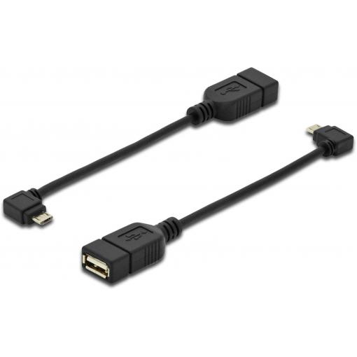 Digitus USB 2.0 adaptér [1x micro USB 2.0 zástrčka B - 1x USB 2.0 zásuvka A] AK-300313-002-S kulatý, dvoužilový stíněný, s funkcí OTG