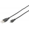 Digitus USB kabel USB 2.0 USB-A zástrčka, USB Micro-B zástrčka 1.00 m černá kulatý, dvoužilový stíněný DB-300127-010-S