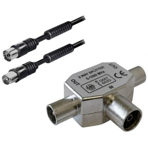 BKL Electronic antény, SAT kabel [1x anténní zástrčka 75 Ω - 1x anténní zásuvka 75 Ω] 2.00 m černá