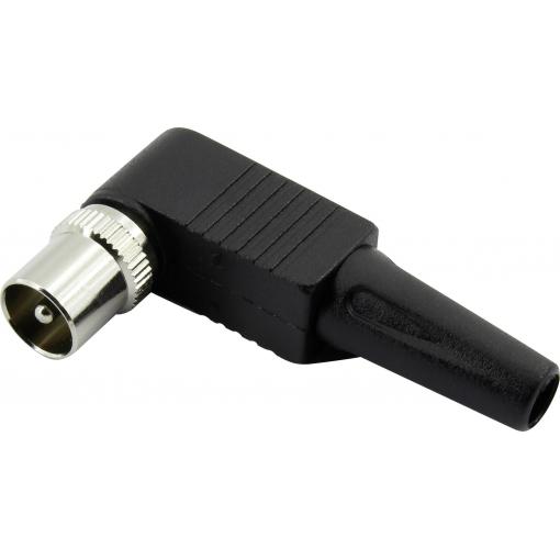 TRU COMPONENTS 1372218 Úhlová zástrčka na koaxiální kabel S průchodkou chránící proti zlomení Připojení kabelu: IEC konektor na koaxiální kabel 1 ks