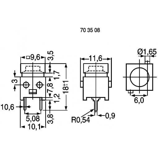 TRU COMPONENTS DS660S-S BK, 703524 tlačítko, 100 V, 1 A, 1 ks