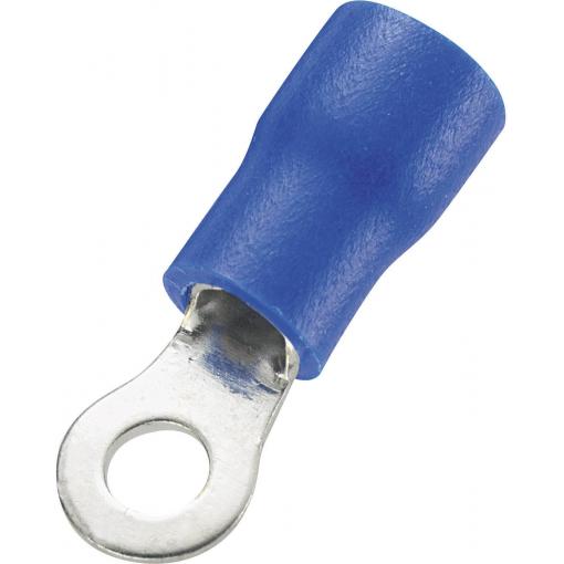 TRU COMPONENTS 746087 kulaté kabelové oko Průřez (max.)=2.50 mm² Ø otvoru=3.2 mm částečná izolace modrá 100 ks