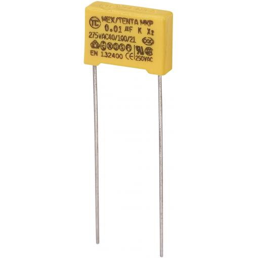 TRU COMPONENTS MKP-X2 1 ks odrušovací kondenzátor MKP-X2 radiální 0.01 µF 275 V/AC 10 % 10 mm (d x š x v) 13 x 4 x 9 mm